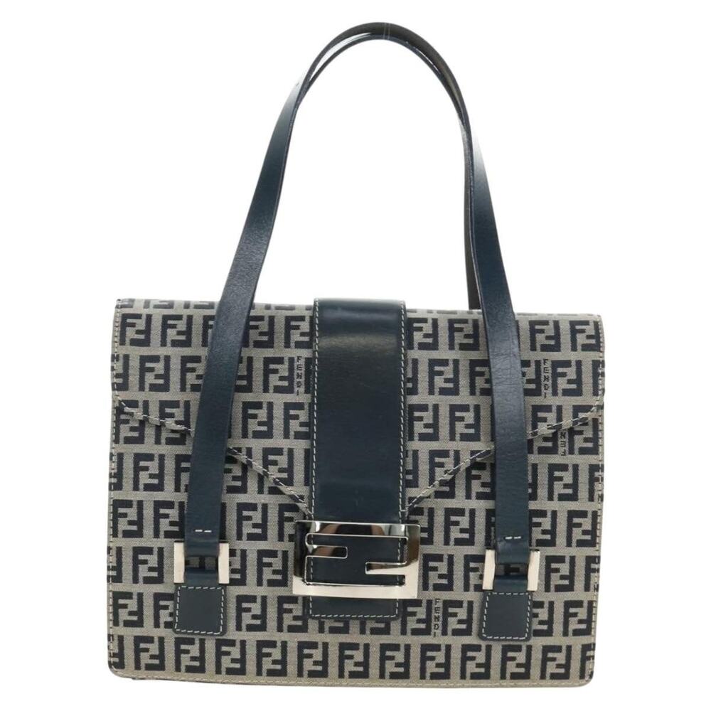 Fendi Zucchino Mamma Baguette Handbag Blue